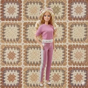 Barbie‎ Doll Pink Tracksuit Outfit Fashion Doll Clothes Retro Style